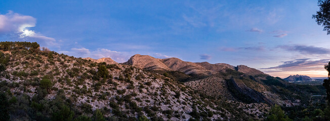 Panoramic to the mountains in La Vall de laguar, Comunidad Valenciana (Spain)