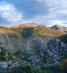Panoramic to the mountains in La Vall de laguar, Comunidad Valenciana (Spain)