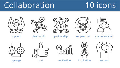 Fototapeta premium collaboration icon vector illustration concept. outline style.icon sheet