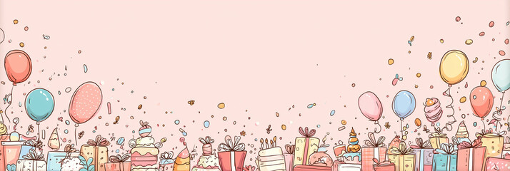 Bright Party Scene With Colourful Birthday Balloons