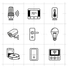 Smart Home Automation Device Icons: IoT Technology and Appliances Collection