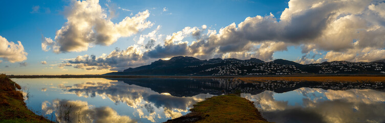  Landscape with wetlands in Marjal Pego Oliva, in Comunidad Valenciana (Spain) 
