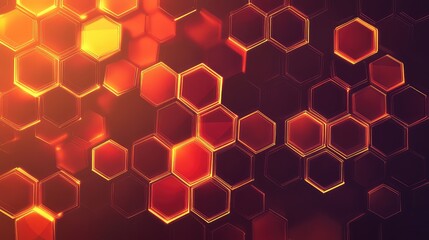 Abstract geometric pattern showing interconnected glowing hexagons forming a digital network, representing technology, data, and scientific advancements