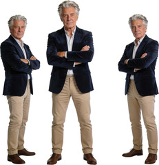 60대남성모델_네이비재킷_전신사진_흰배경