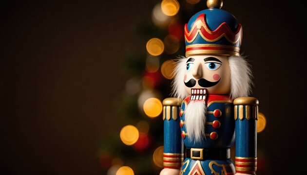 Detailed Wooden Nutcracker Figurine Decorated for Holiday Season