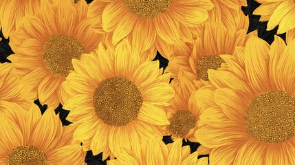 Vibrant Sunflower Bloom Pattern - Golden Yellow

