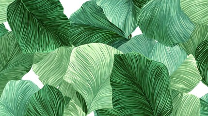 Green Leaves Pattern Background - Botanical Texture
