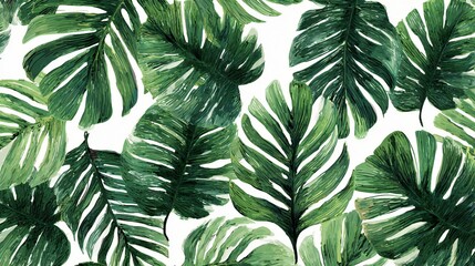 Tropical Leaves Pattern: Green Botanical Background
