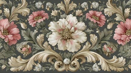 Ornate Floral Pattern: Vintage Baroque Design
