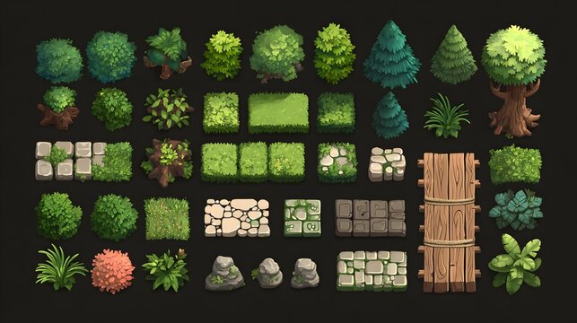 Create stunning game environments with these versatile 2D top-down nature tilesets for your next project; perfect for RPGs, strategy games, and more