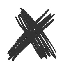 Black handwritten cross scribble element