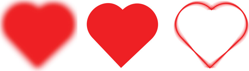 Abstract Neon Blurred Hearts Vector Art Collection and Shapes Set