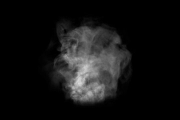 Abstract white smoke or fog isolated on black background, mysterious vapor texture, dark atmosphere, White smoke image evaporates turns on black background, fog effect, Smoke is evaporating.