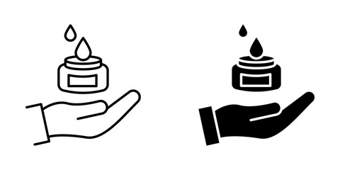 foam Cream on hand Icon set. Symbol isolated white background. vector illustration. color editable.