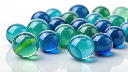 Collection of Smooth Blue Glass Marbles