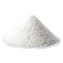 A Pile of Coarse White Salt Crystals Forming a Small Mound on a White Surface coarse salt sea salt isolated on a transparent background