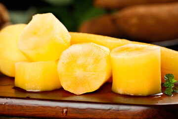 Fresh Yellow Pineapple Slices on Wood Board - Healthy Tropical Fruit