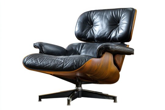 Classic Black Leather Armchair Inspired by Eames Design - Comfortable Seating for Modern Business Spaces