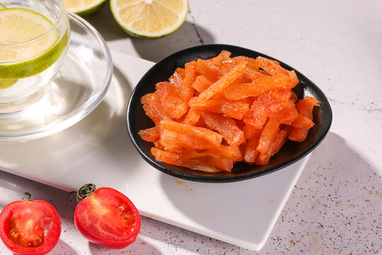 Spicy Konjac Snack Shreds with Lime Drink - Healthy Indoor Food Studio Shot