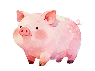 Charming Piglet's Gentle Presence: A watercolor portrayal of an adorable piglet, evoking a sense of innocence and tranquility. The piglet's sweet features and inviting presence captivate the viewer.
