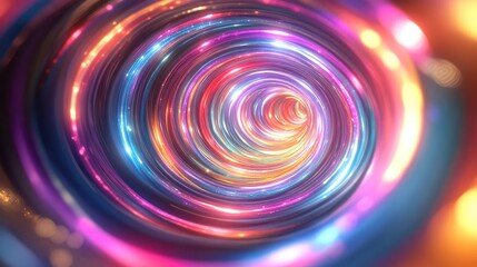 Obraz premium Abstract glowing tunnel illustrates concepts of speedy data transmission, digital technology, and futuristic connectivity with vibrant, swirling spectrum light lines