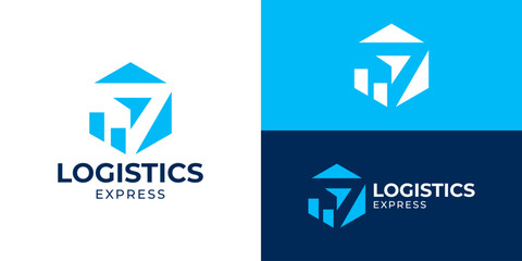 Simple logistics express logo template. Modern delivery service logo design vector illustration.