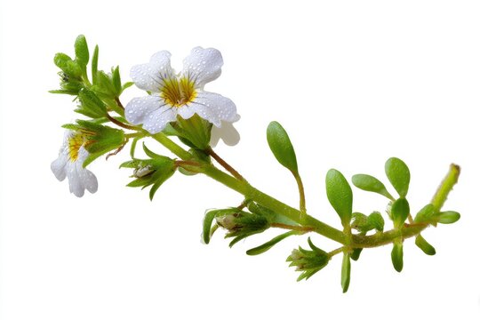 Delicate Eyebright Herb Blossom Isolated on White Background, Showcasing Nature's Wild Flora for Medicinal Use