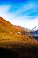 mountain church in winter, Lecco, Italy