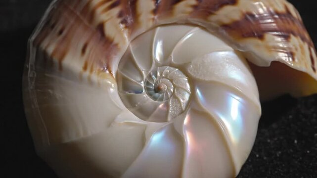 Nautilus Shell Interior - A Glimpse into Natures Perfect Spiral.