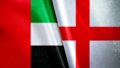 アラブ首長国連邦の国旗とイングランドの国旗(United Arab Emirates flag & England flag.)
