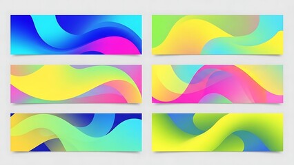 Set of Colorful Abstract Liquid Wave Banners and Backgrounds