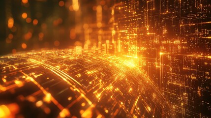Digital data flowing across a global network, forming an intricate system of illuminated connections representing modern technology, big data, and communication