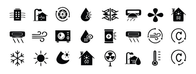 Fototapeta premium Air Conditioning icon set. Cooling appliance and heating symbol. Vector illustration.