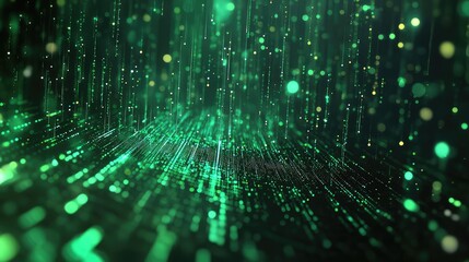 Digital particles and lines creating an abstract backdrop, representing technology, data stream, network connection, artificial intelligence, and global communication