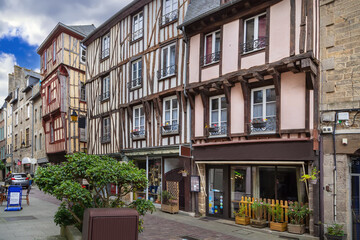 Street in Dinan downtown, France