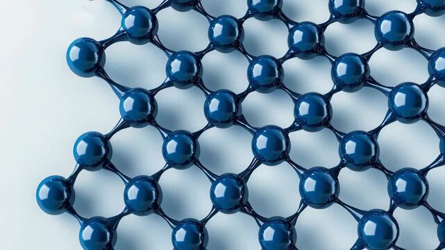 Graphene lattice nanotechnology blue polygon pattern connection molecular network abstract glossy surface calm structure modern minimal nanotech