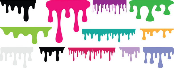 dripping down, multicolored by drip, Maple syrup, caramel and sweet sugar sauce melting and leaking. scribble doodle water paint dripping drop liquid graffiti abstract monochrome bubbles.  © SHIRIN 