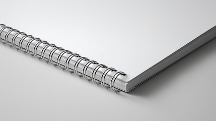 A close-up shot focusing on the details of the spiral notebook's white pages and metallic binding