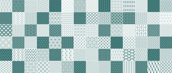Collection of seamless ornamental decorative geometric patterns. Endless elegant backgrounds. Vector repeatable grid outline textures - symmetric prints