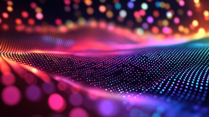 Abstract digital wave surface forming modern technology background, showing data visualization and futuristic connection concepts with glowing particles in vibrant gradients