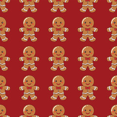 Gingerbread man christmas seamless pattern.