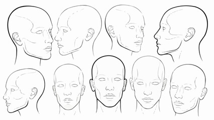 Collection of Human Head and Face Studies from Multiple Angles.