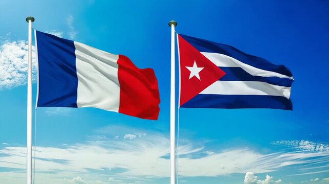 フランスの国旗とキューバの国旗(France flag & Cuba flag.)
