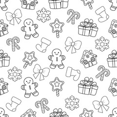 Christmas holiday doodle seamless pattern.