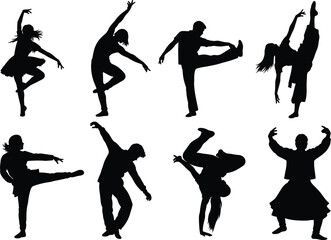 “Urban Dance Silhouettes – Hip-Hop, Jazz, Breakdance Poses”