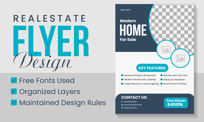 Obraz premium Real estate Professional home Sale flyer design template for a property sale agency. 