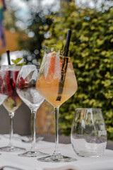 cocktails or mocktails in a bar