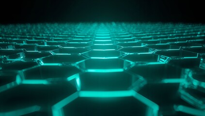 Fototapeta premium Teal Hexagonal Light Grid Futuristic Technology Background