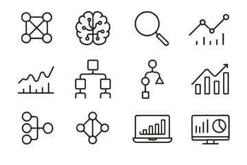 Fototapeta premium Analysis bars icons icon graph network glass predictive dashboard laptop vector ai