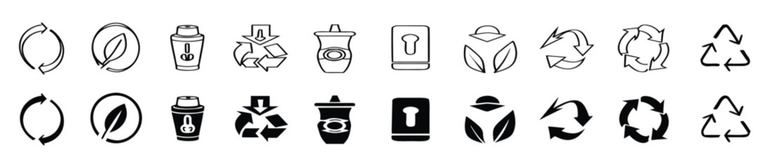Recycle icon set. Ecology, eco friendly and environmental symbol. Vector illustration.